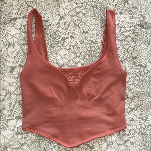 Orange and Pink Scoop Neck Crop Tank Top